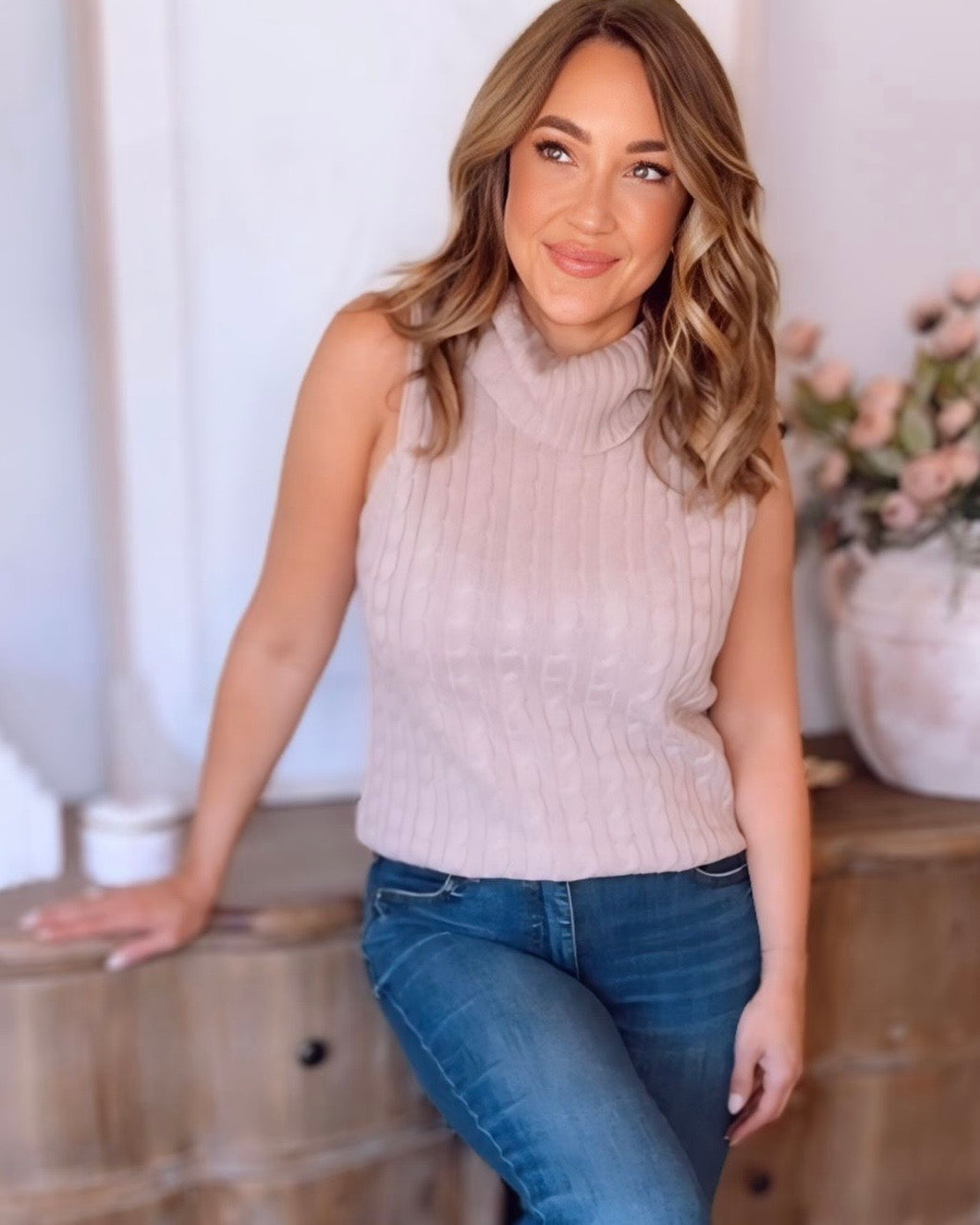 Marenne Turtleneck Sleeveless Sweater