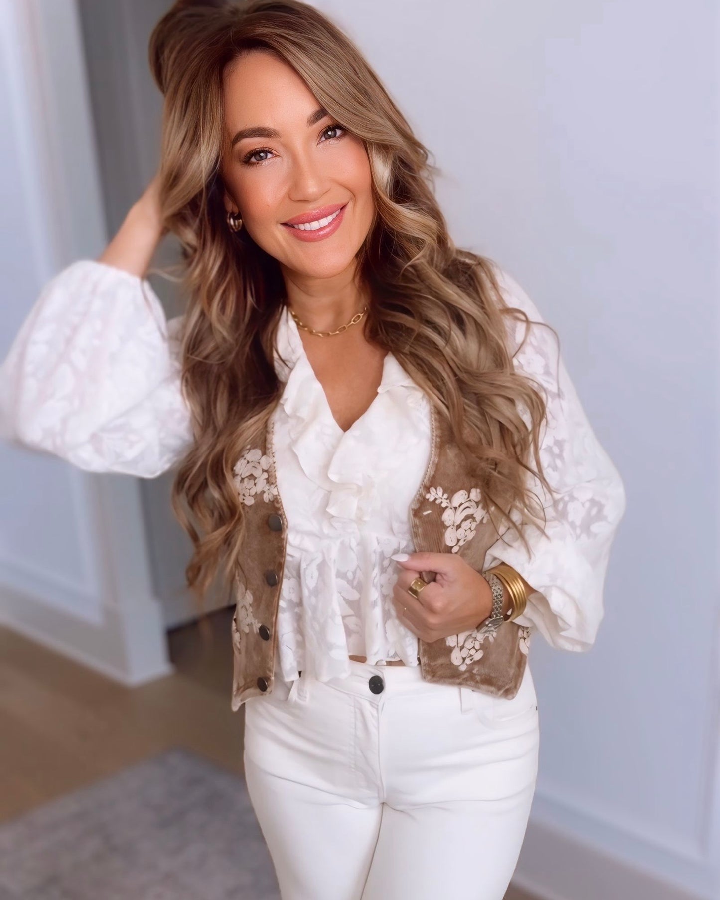 Lacy Ruffle Long Sleeve Top