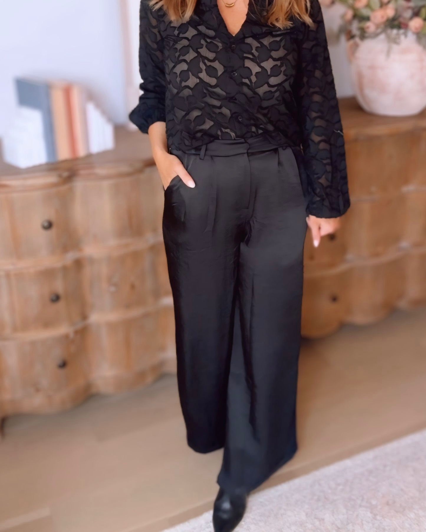 Luisa Crinkle Satin Pants