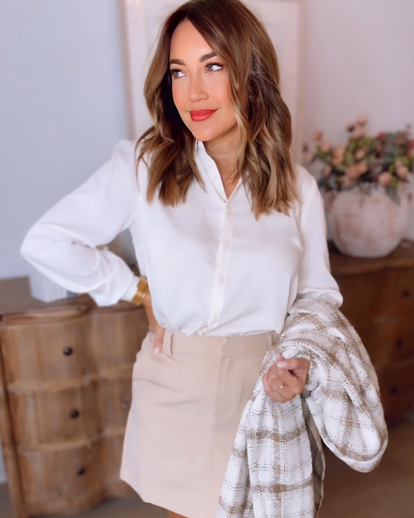 Rosie Soft Satin Button Up Top