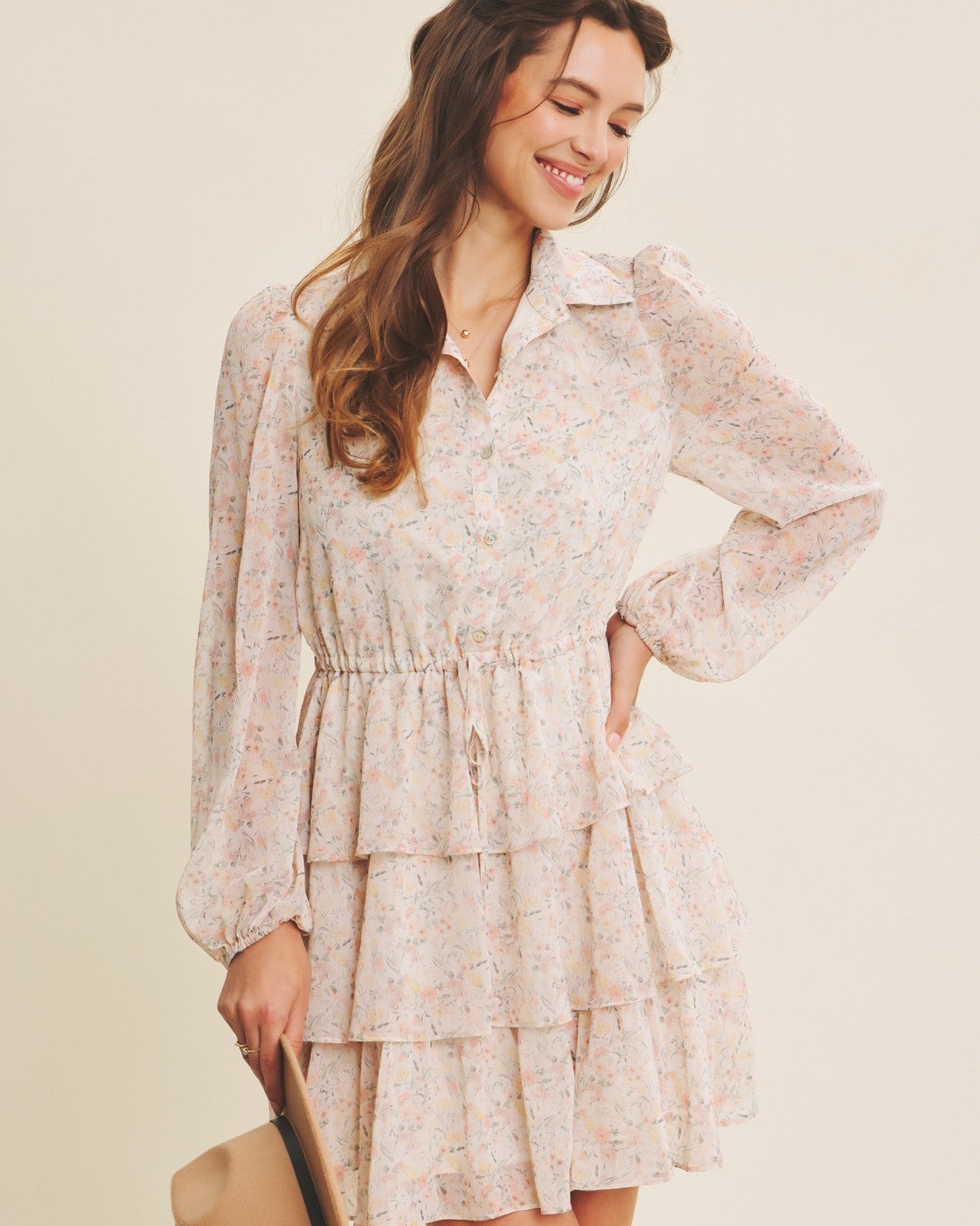 Simple Elegance Floral Ruffle Dress