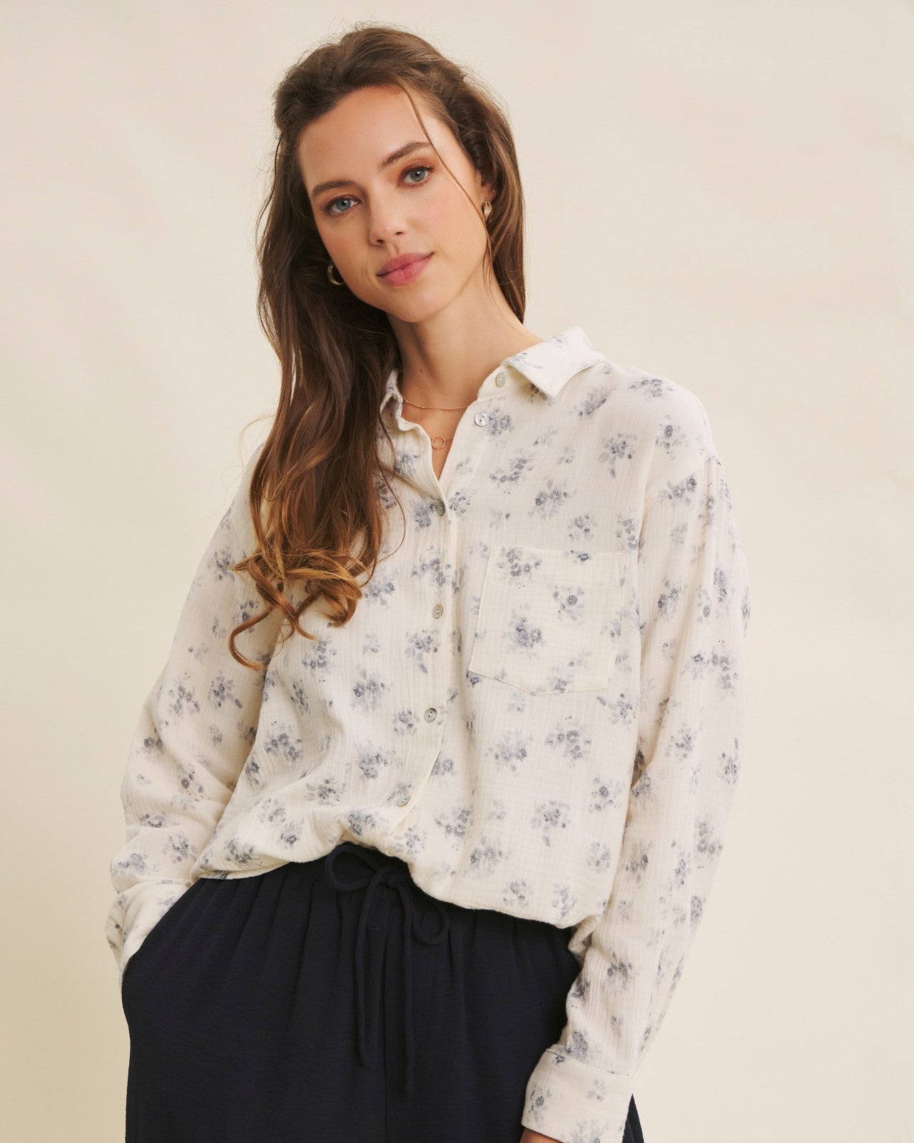 Arden Floral Button Down Top