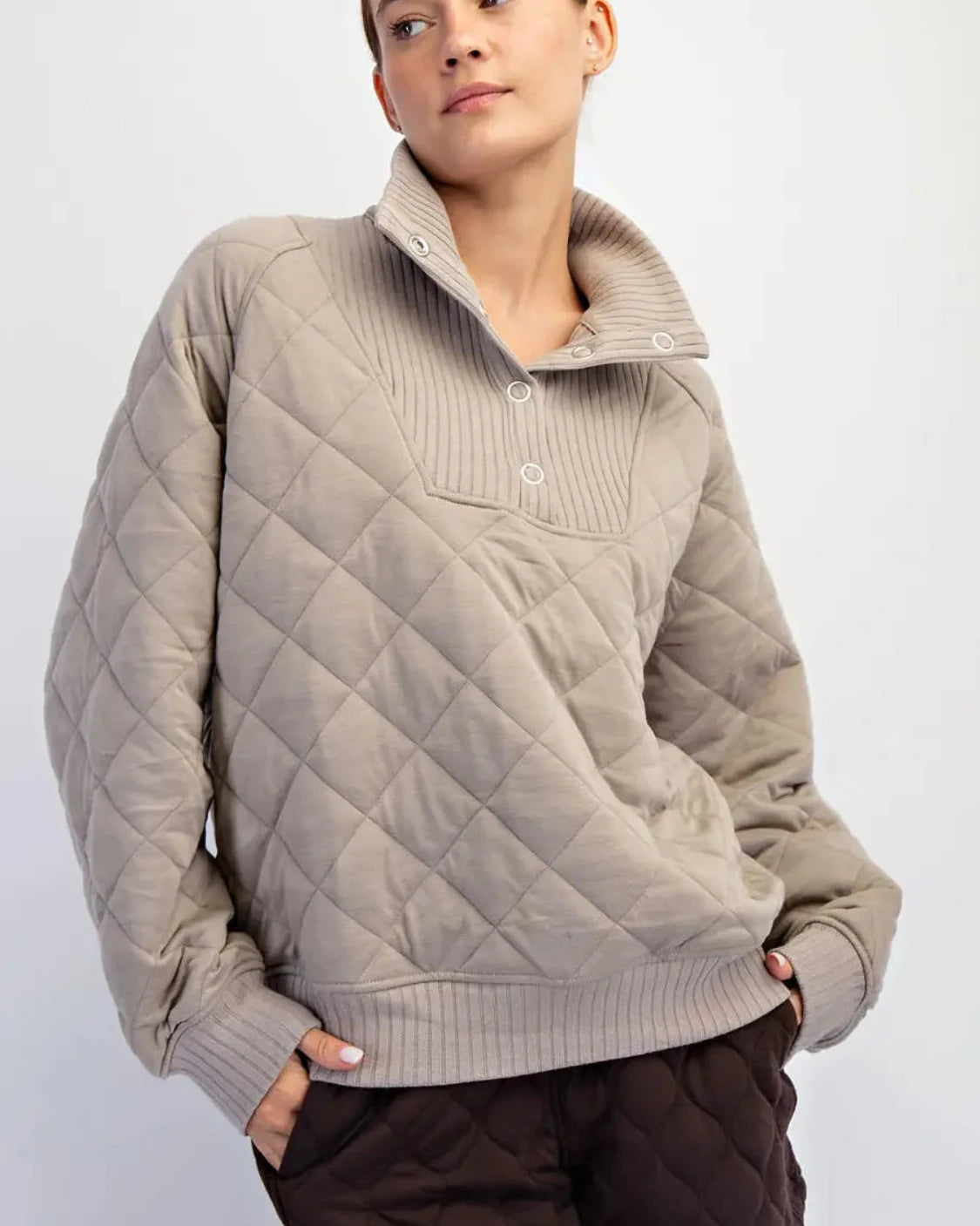 Quinn Quilted Half Button Pullover