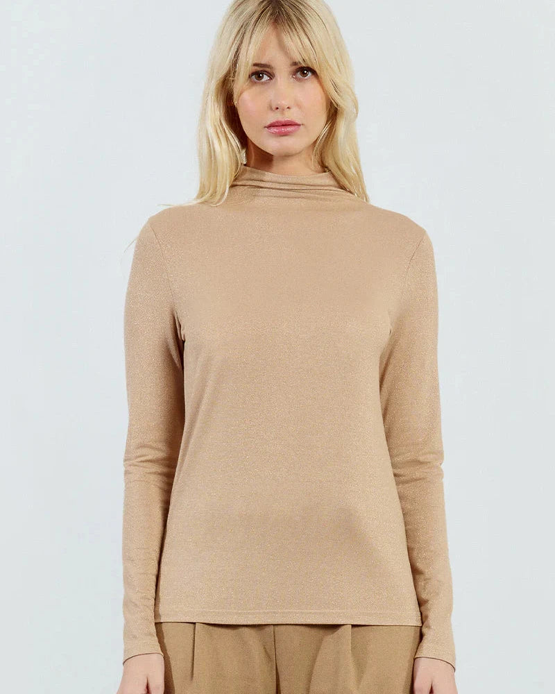 Ruby Shimmer Mock Neck Top