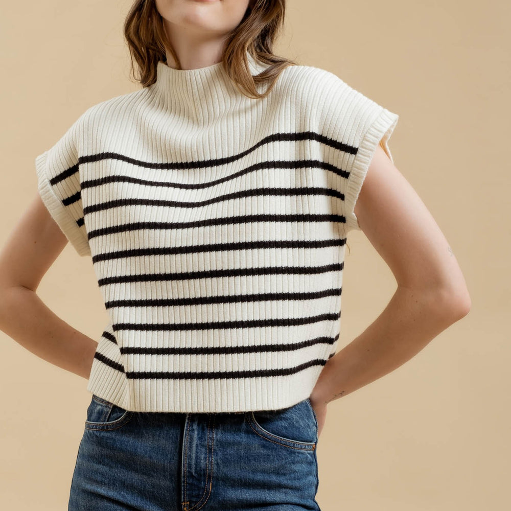 
                      
                        Selina Striped Mock Neck Sweater
                      
                    