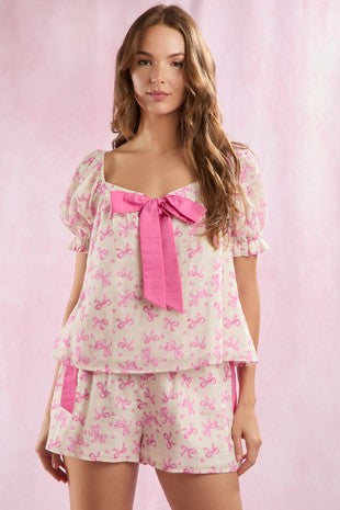 Pretty In Pink Bow Pajamas