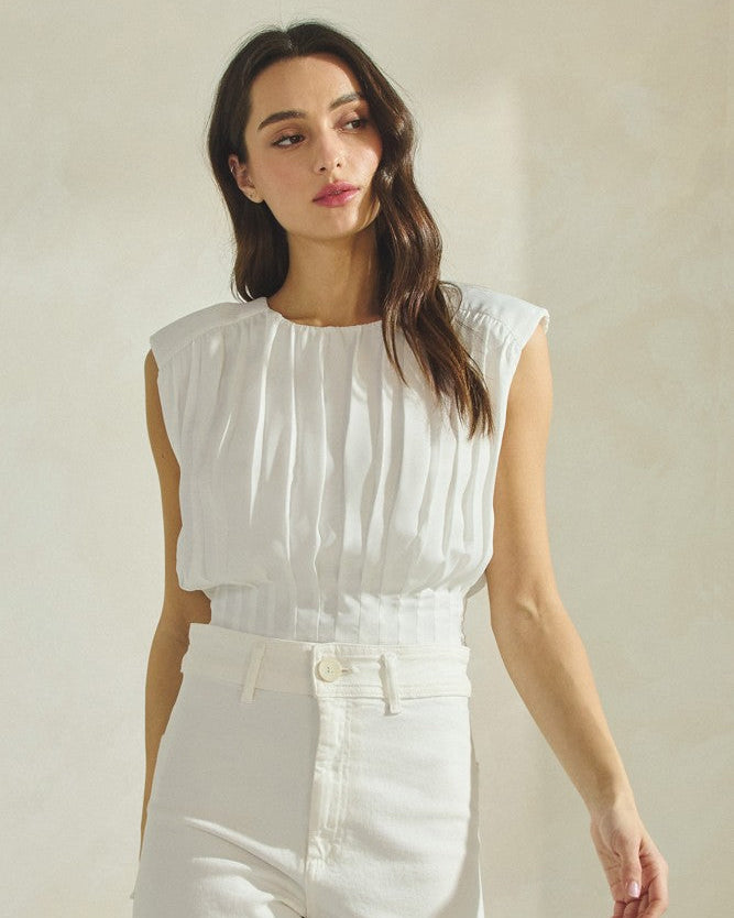 Bowie Pleated Sleeveless Top