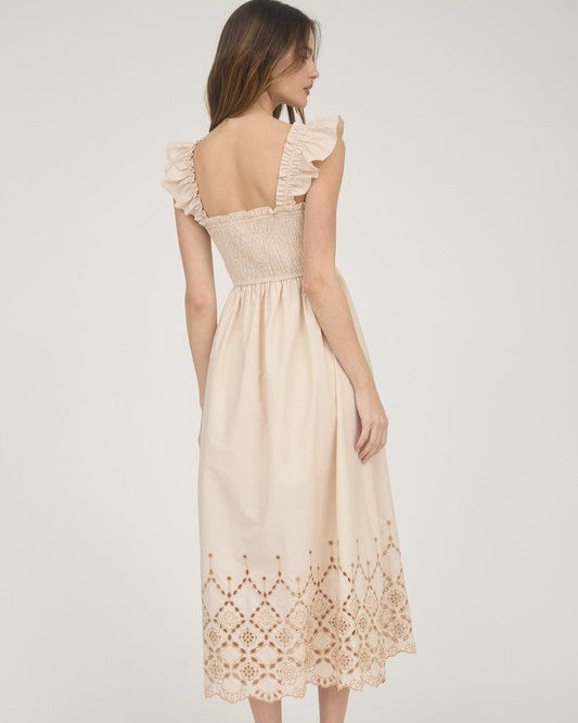 All For You Smocked Eyelet Maxi Dress