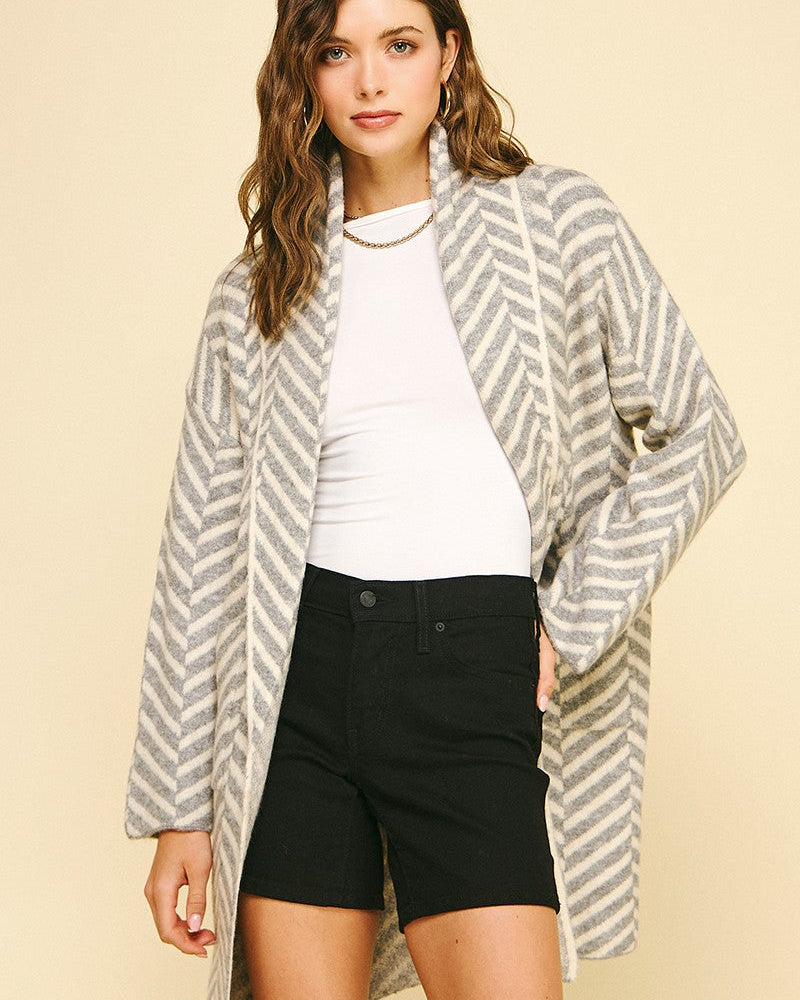 Marigold Diagonal Striped Pattern Cardigan