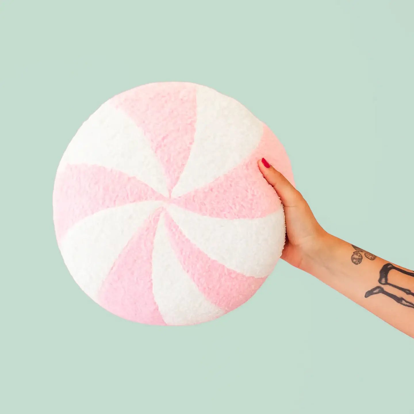 Peppermint Swirl Pillow- Pink