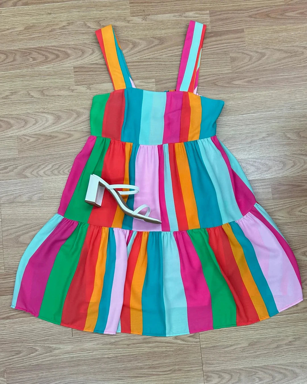 Brighter Than Sunshine Striped Tiered Dress