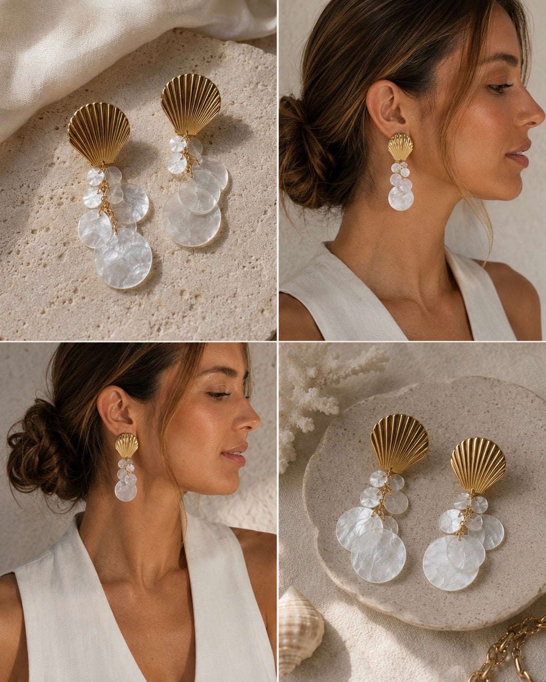 Shell Drop Statement Earrings