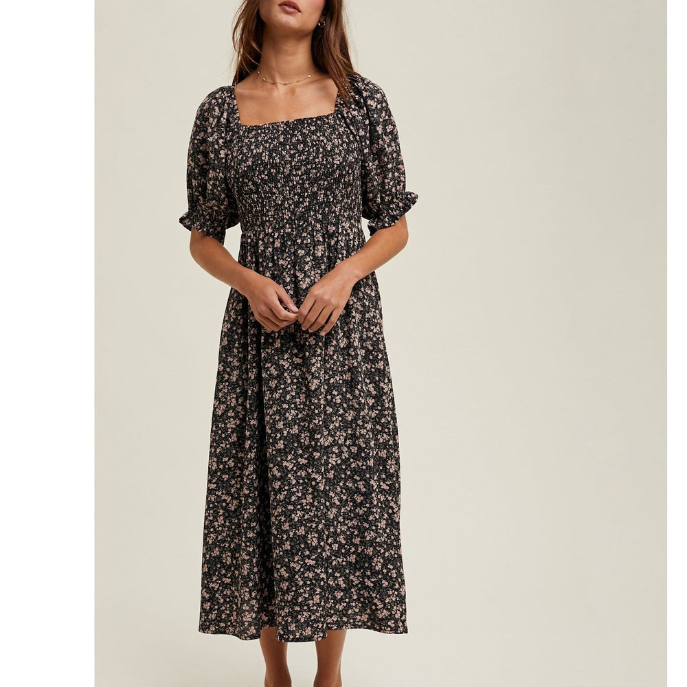 
                      
                        Midnight Blooms Midi Dress
                      
                    