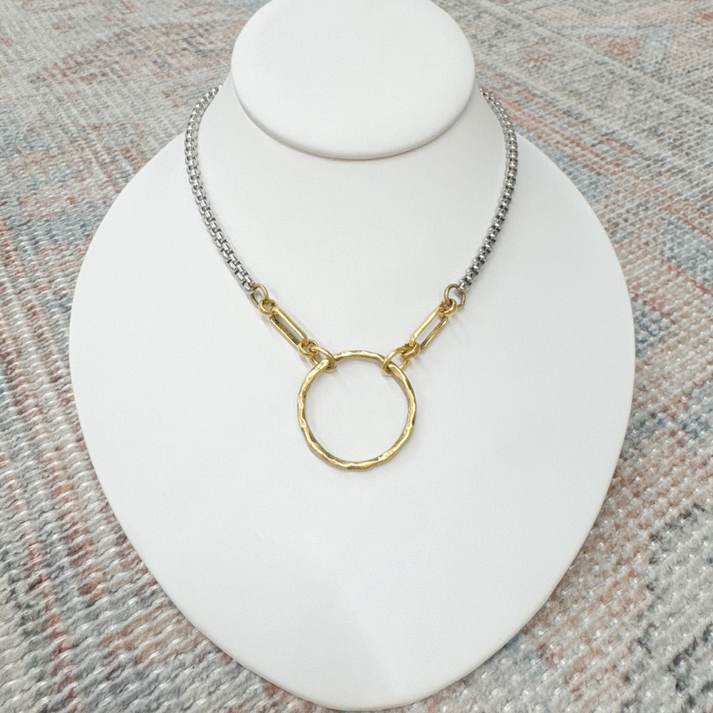 Sarah Two Tone Circle Necklace