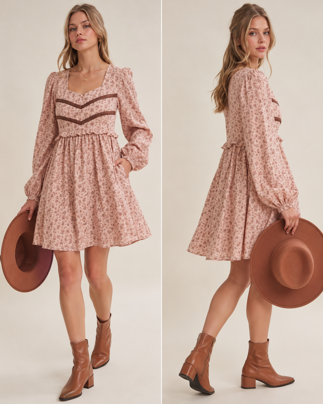 Peach Orchard Floral Ditsy Dress