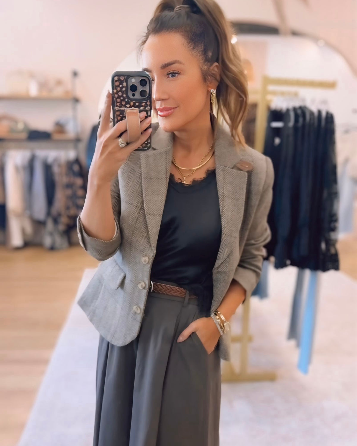 LUXE Asher Mixed Plaid Riding Jacket