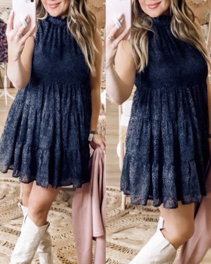 Deklynn dotted tiered dress