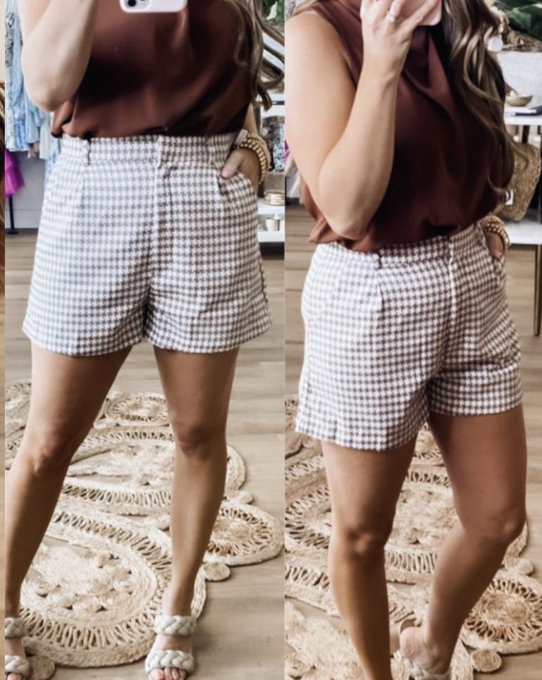 Autumn Breeze Houndstooth Shorts