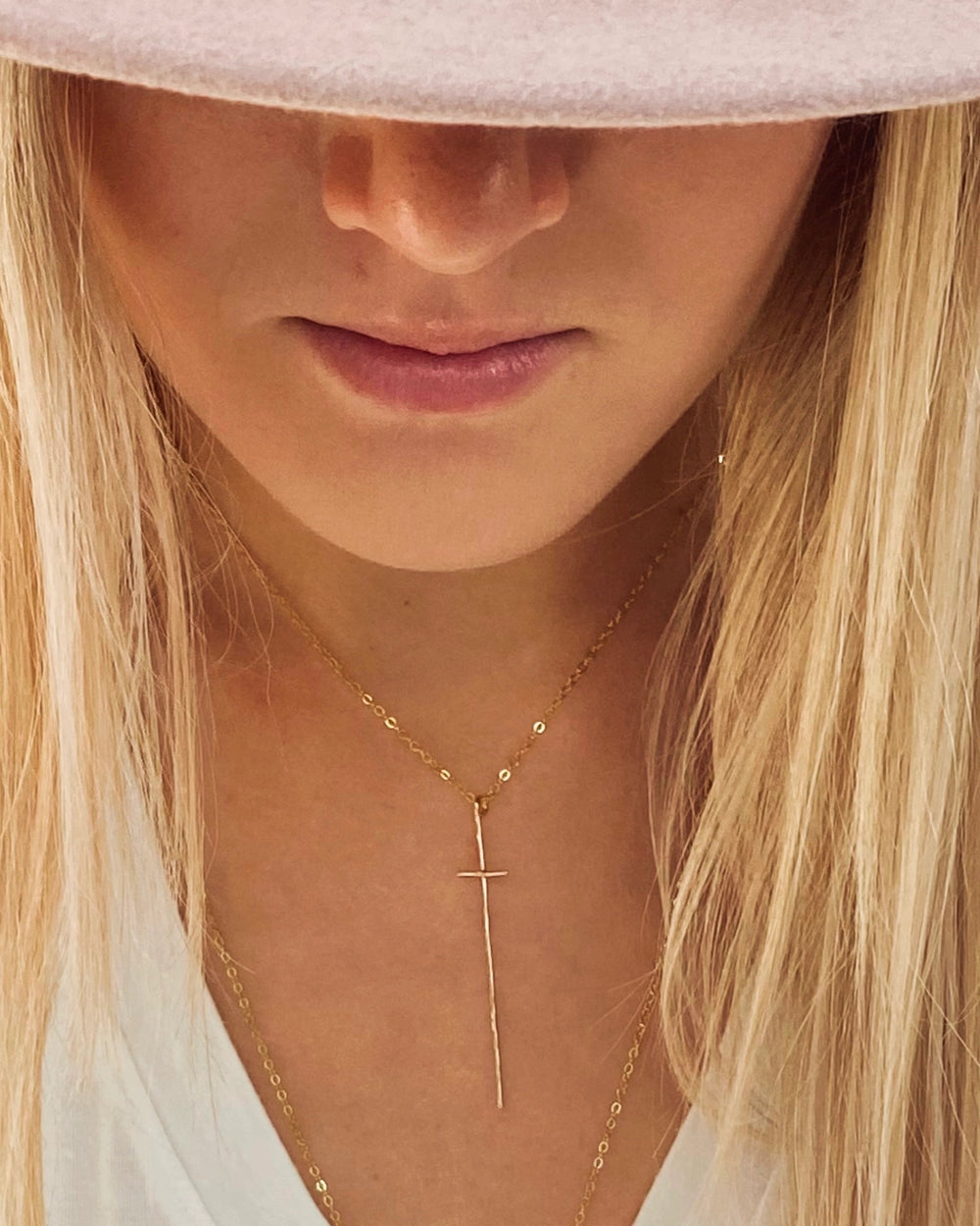 Hammered Cross Necklace