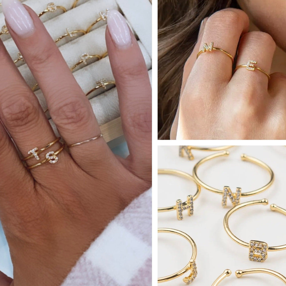 Adjustable Initial Gold Rings