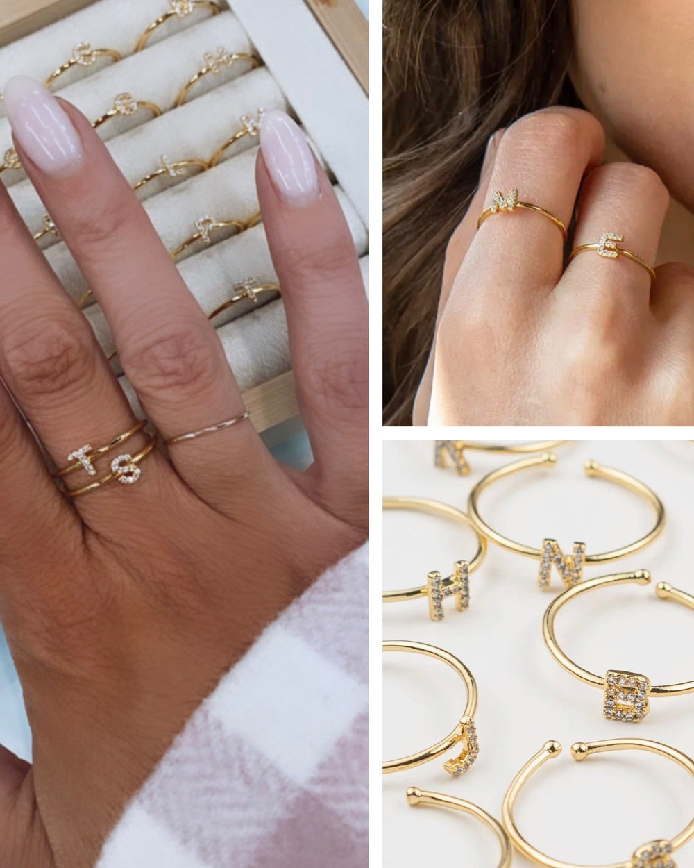 Adjustable Initial Gold Rings