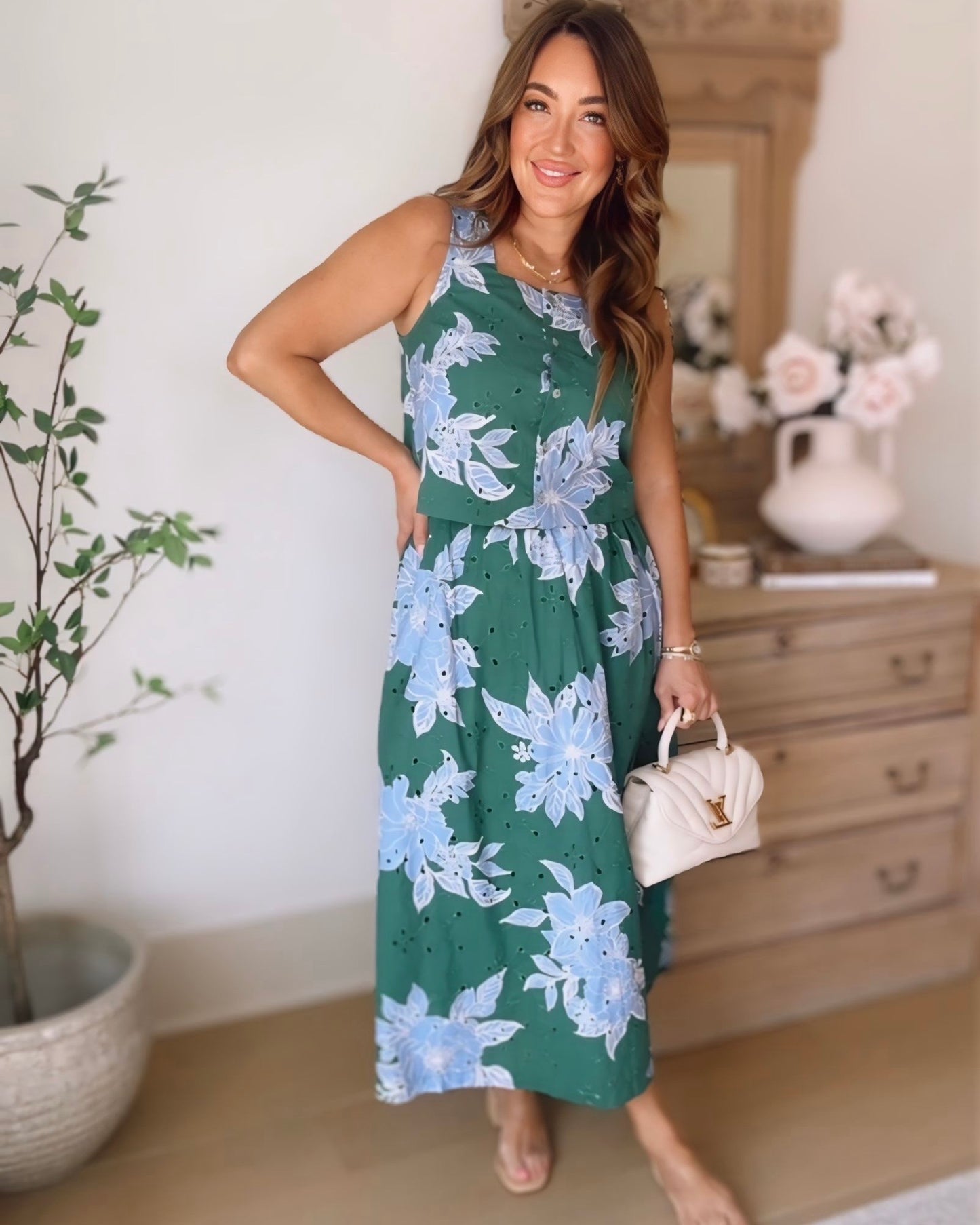 Katrine Floral Eyelet Skirt Set