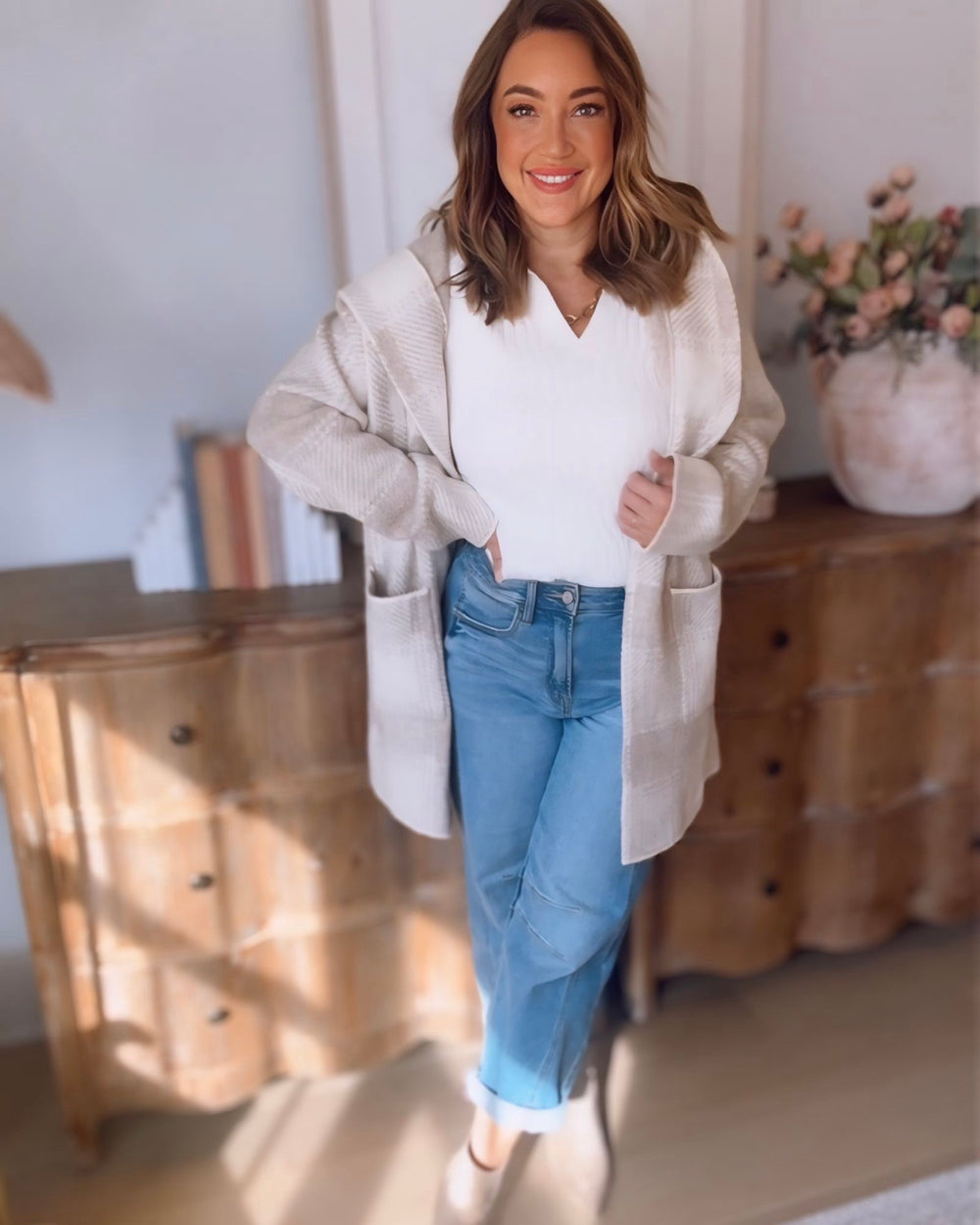 Laken Cozy Plaid Hoodie Cardigan