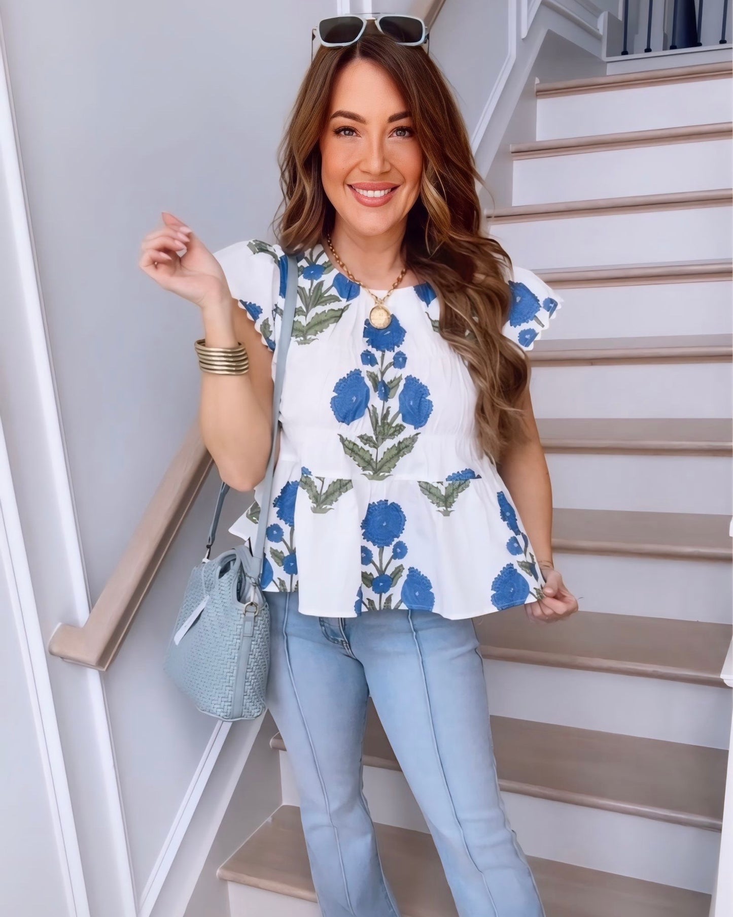 Rhonda Ruffle Sleeve Floral Top