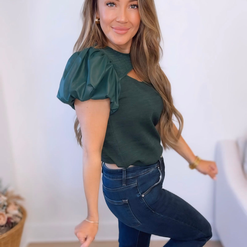 
                      
                        Lacie Leather Puff Sleeve Top
                      
                    