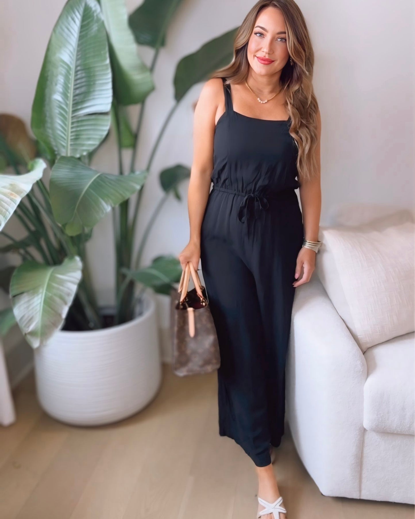 Simple Times Tie Waist Jumpsuit
