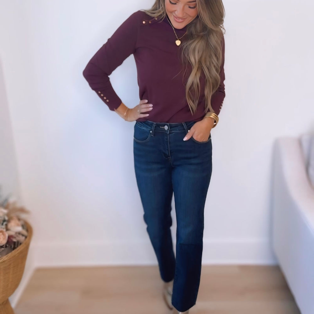 
                      
                        Risen Mid-Rise Crop Straight Jeans with Raw Hem
                      
                    