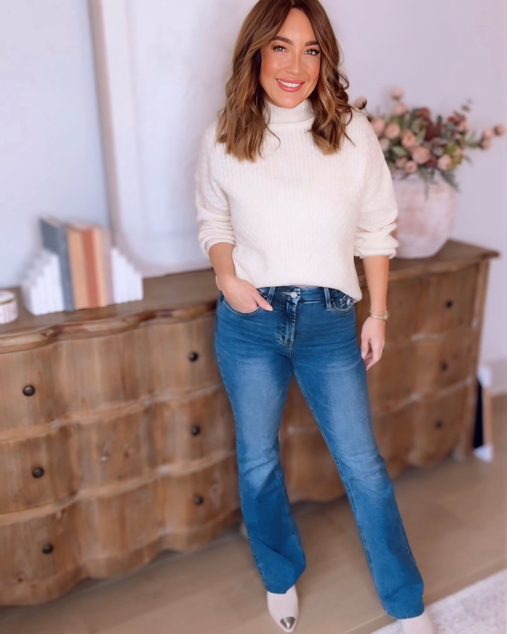 Anessa Mock Neck Knit Sweater