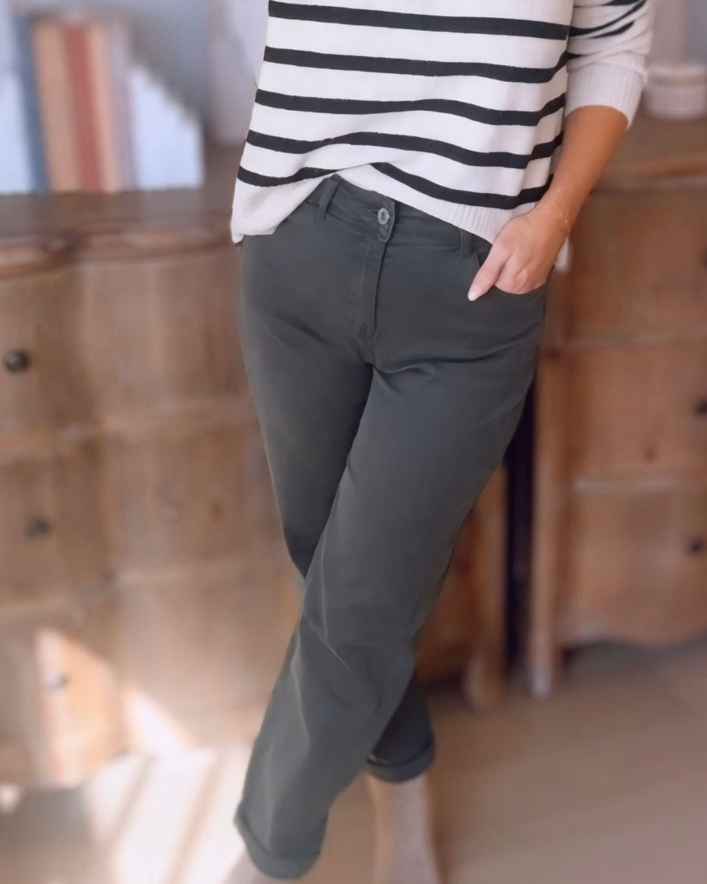 Straight Leg Green Denim