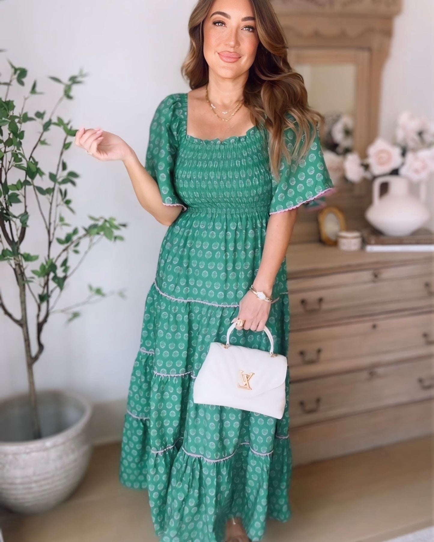 Mali Floral Smocked Tiered Maxi Dress