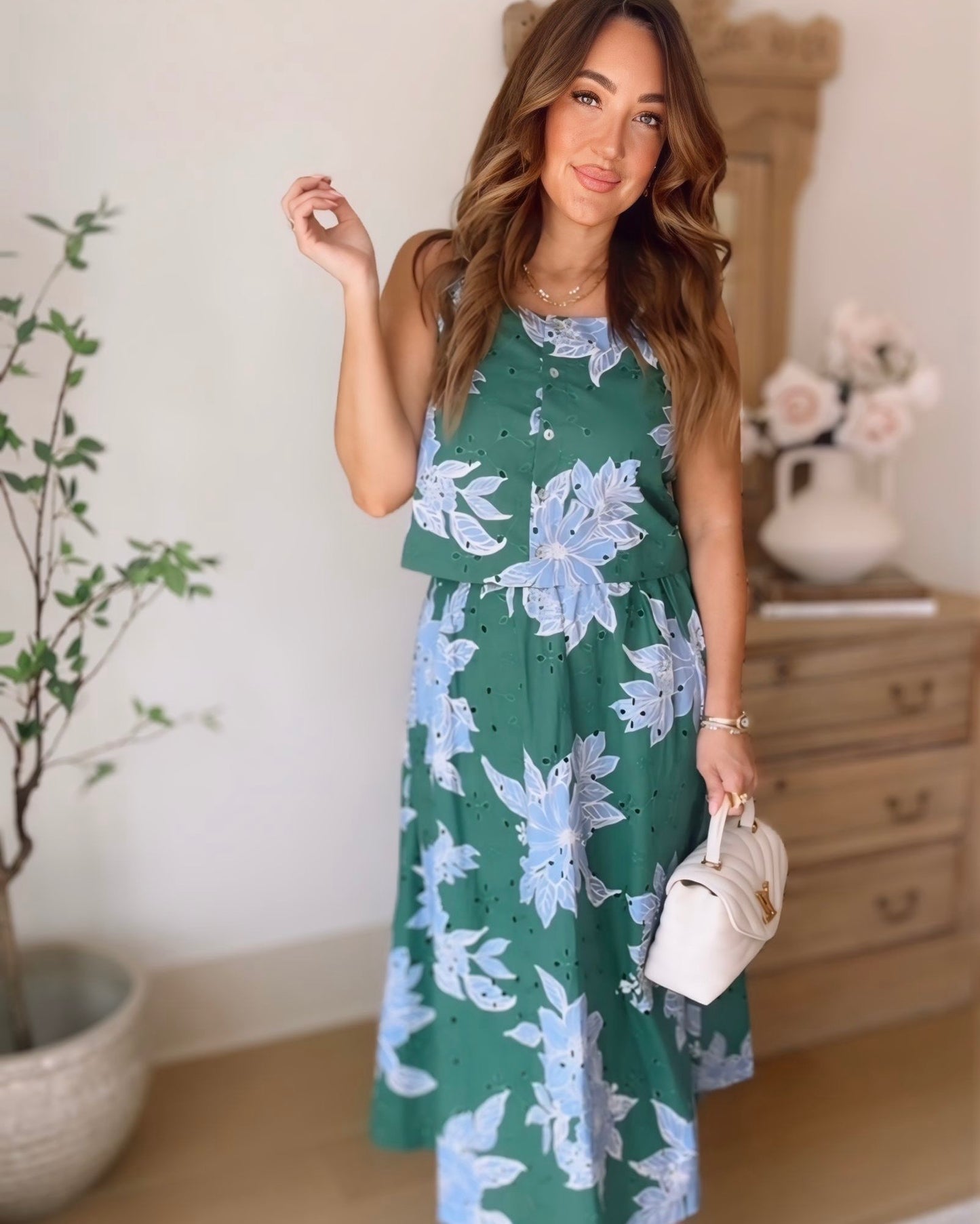 Katrine Floral Eyelet Skirt Set