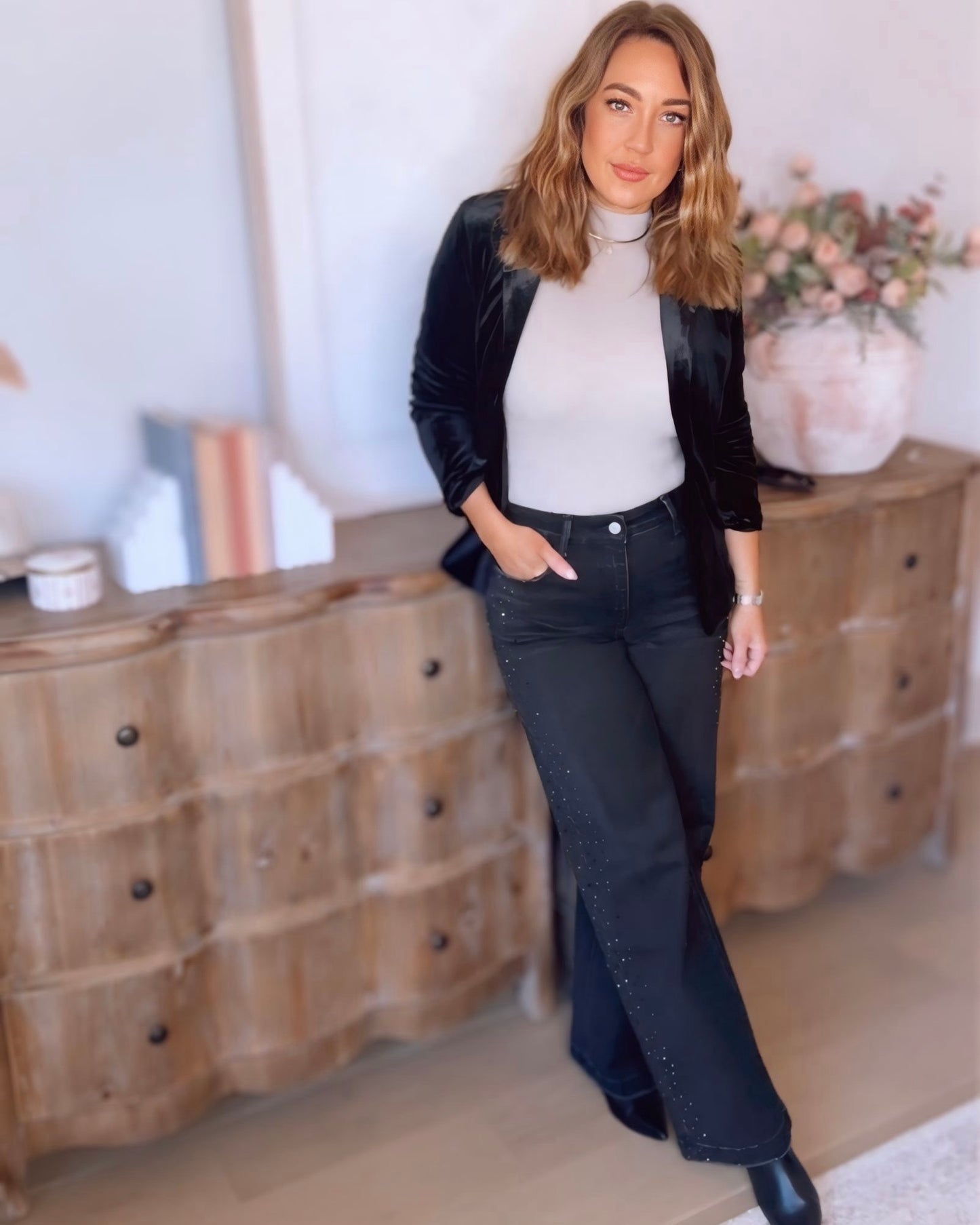 Parker Shimmer Mock Neck Top