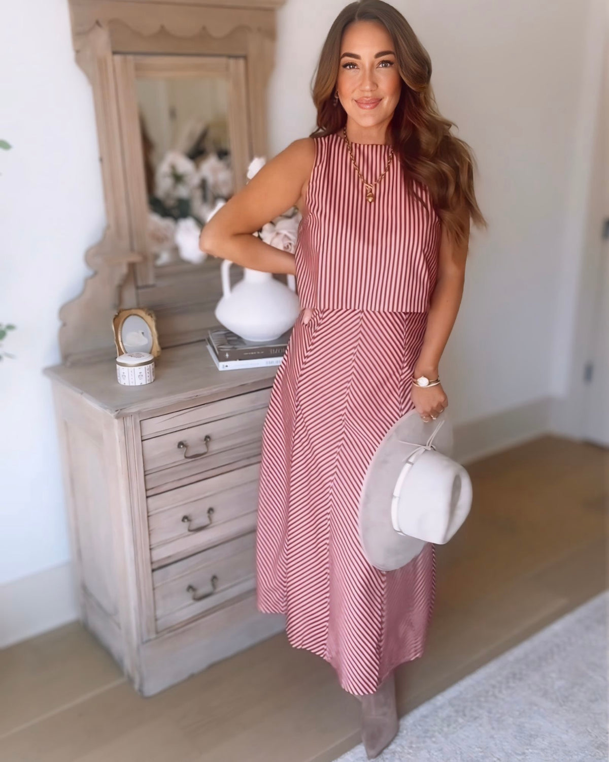 Bri Striped A Line Skirt Set