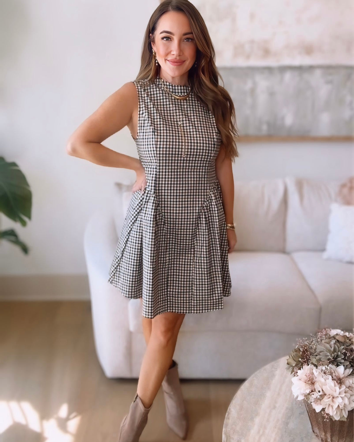 Connie Sleeveless Gingham Dress