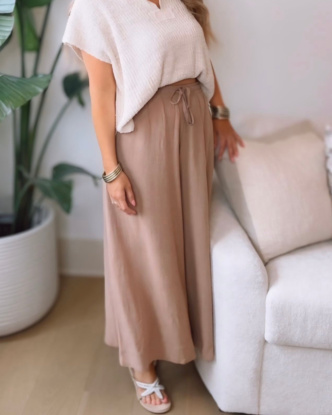 Emilee Linen Blend Palazzo Pants- 2 Colors