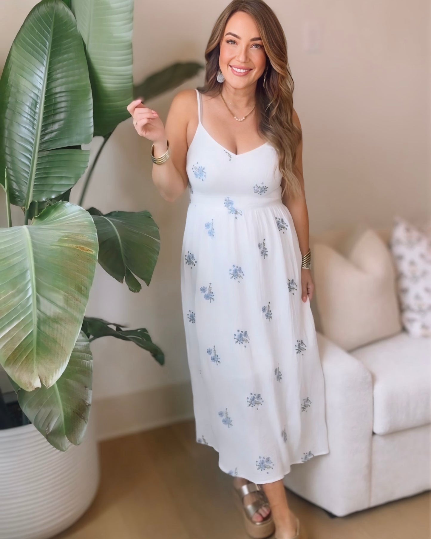 Rhodes Floral Embroidered Smocked Maxi Dress- 2 Colors
