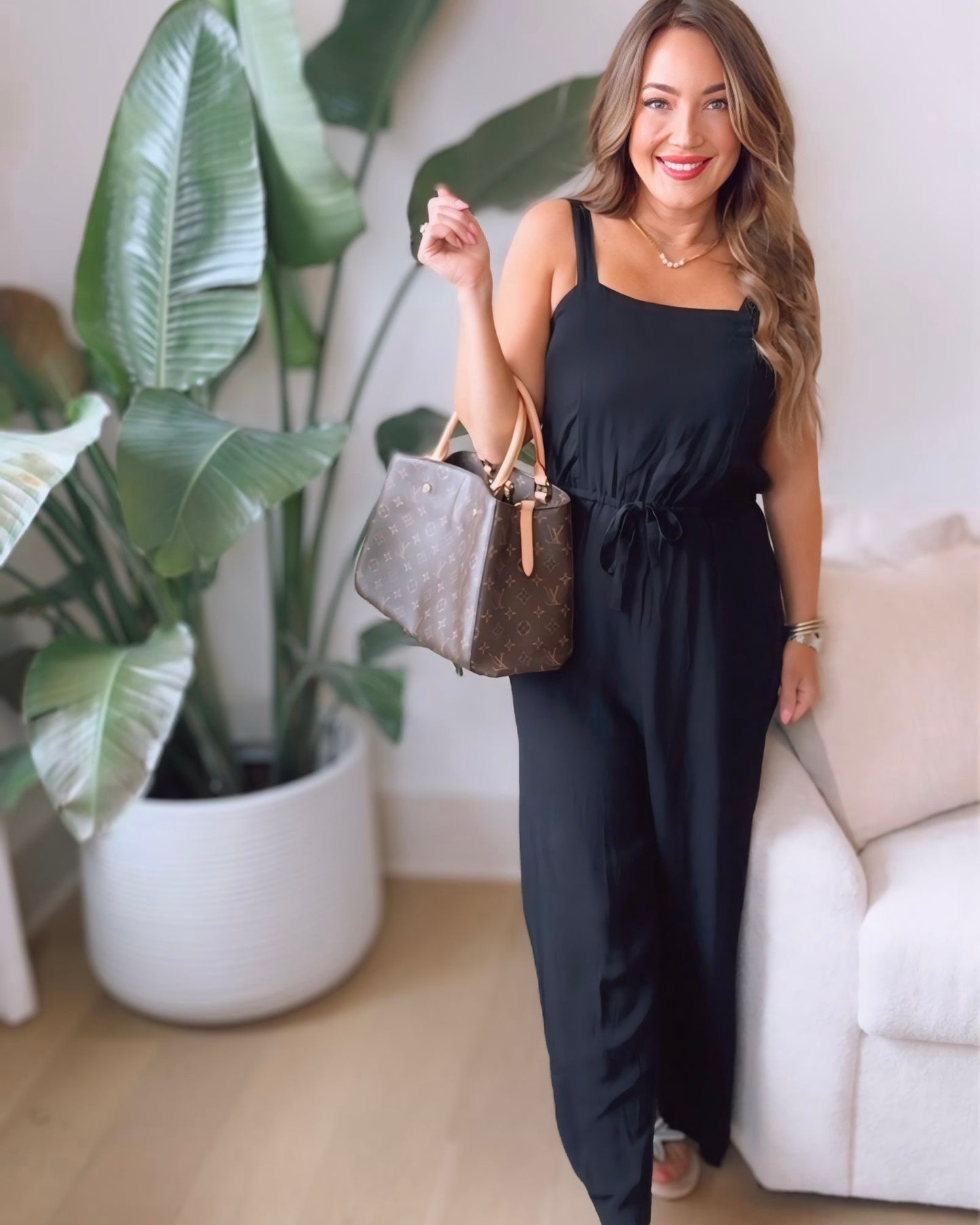 Simple Times Tie Waist Jumpsuit