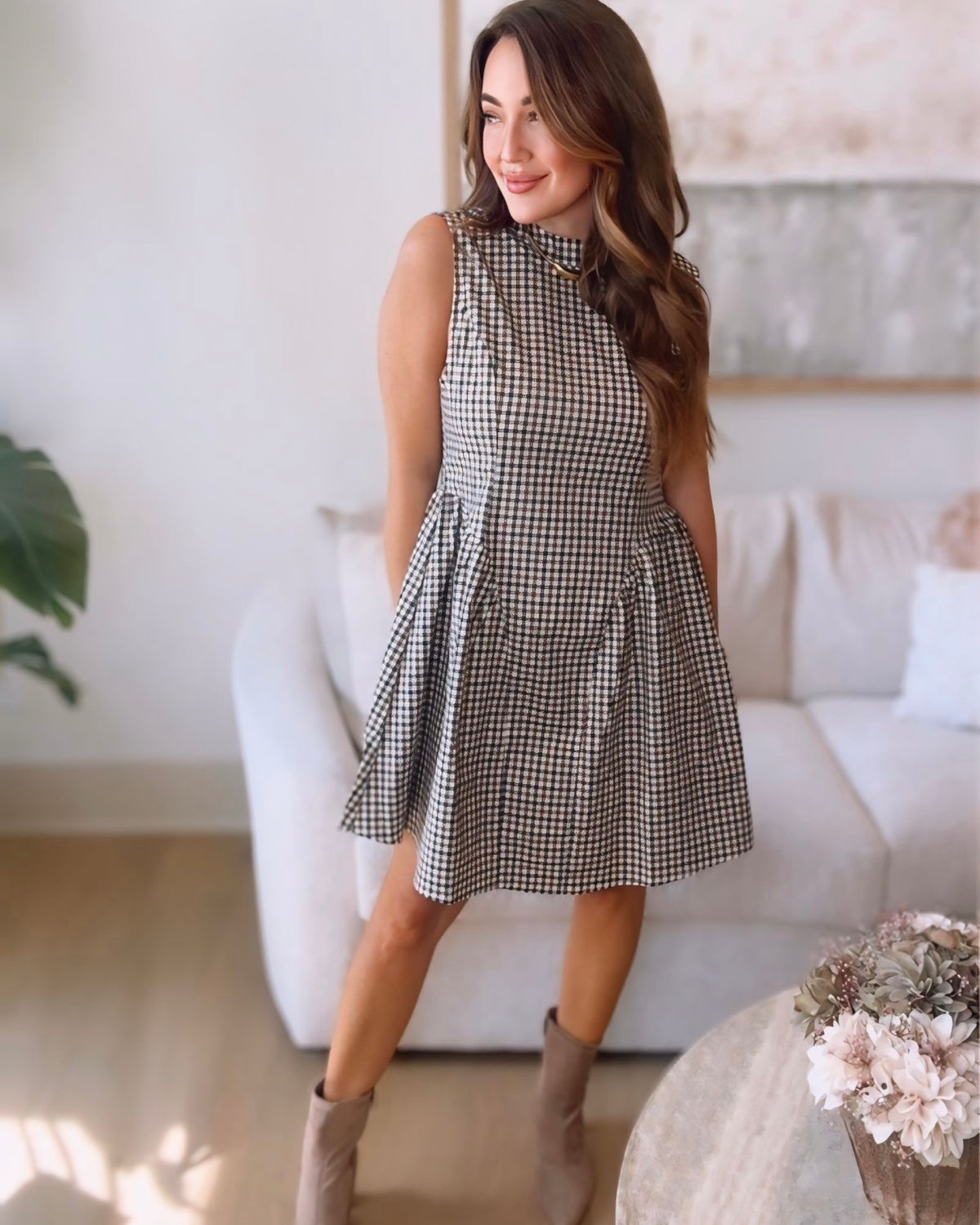 Connie Sleeveless Gingham Dress