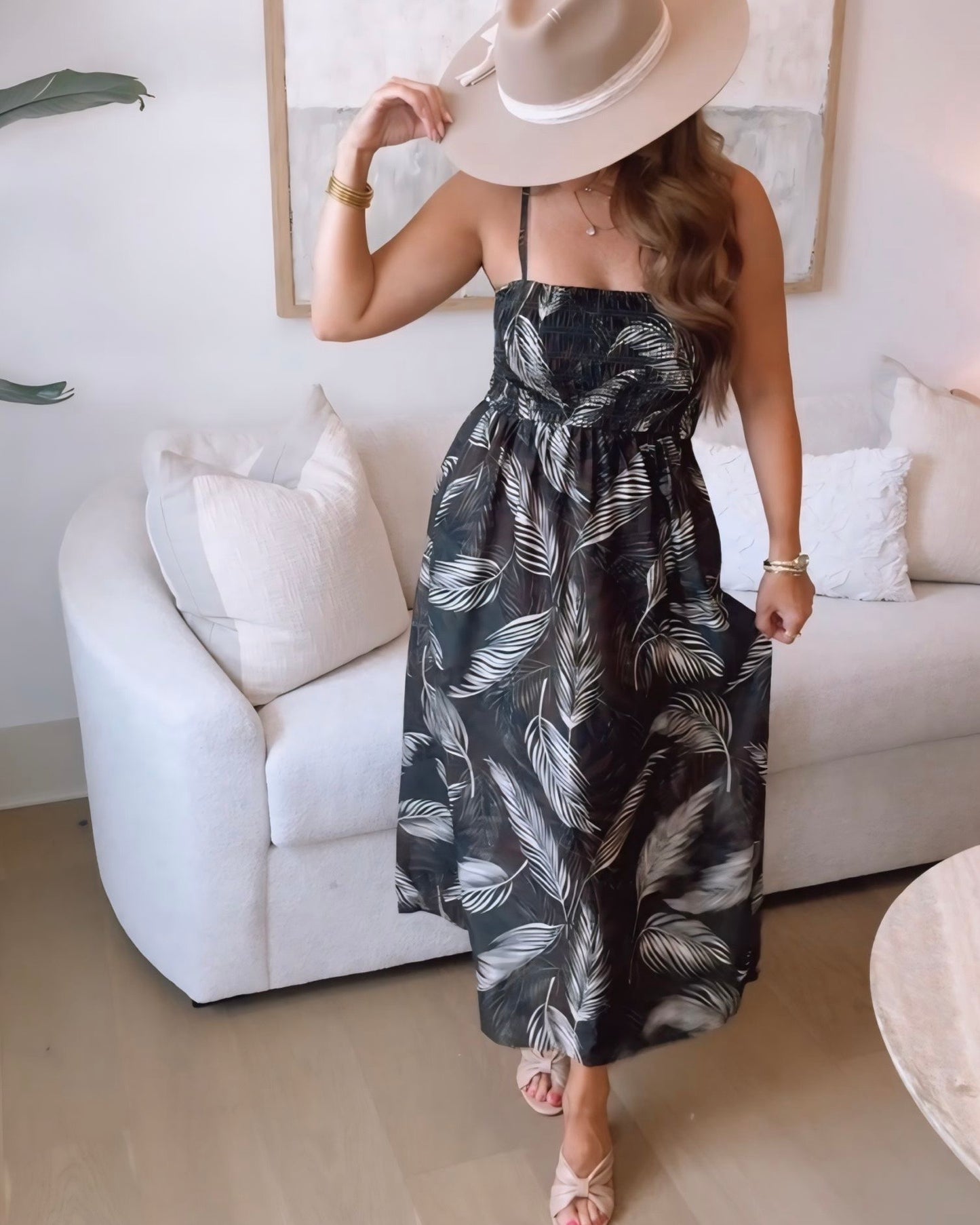 Mallory Botanical Smocked Midi Dress