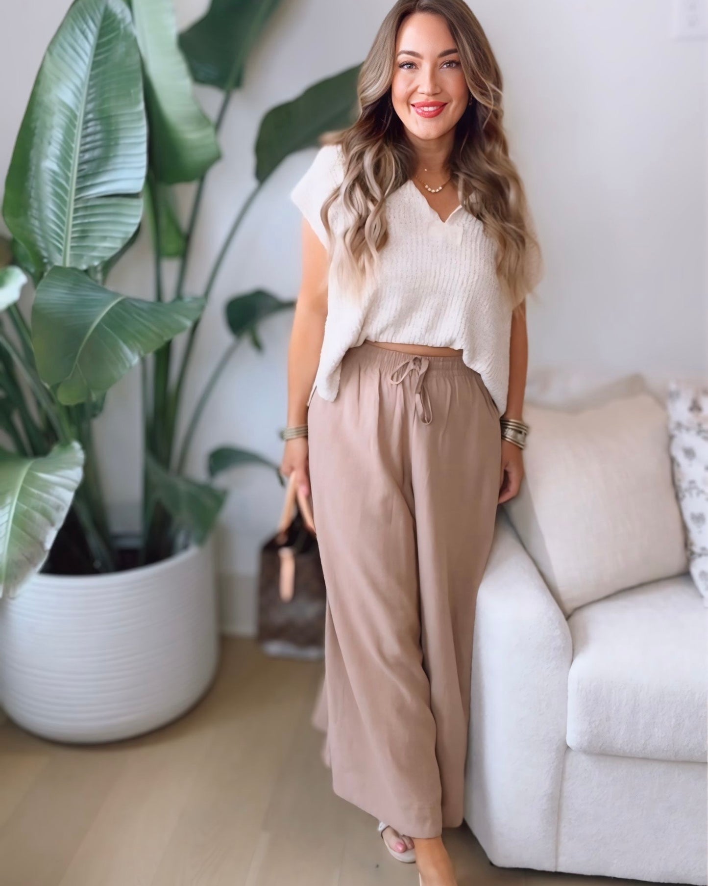 Emilee Linen Blend Palazzo Pants- 2 Colors