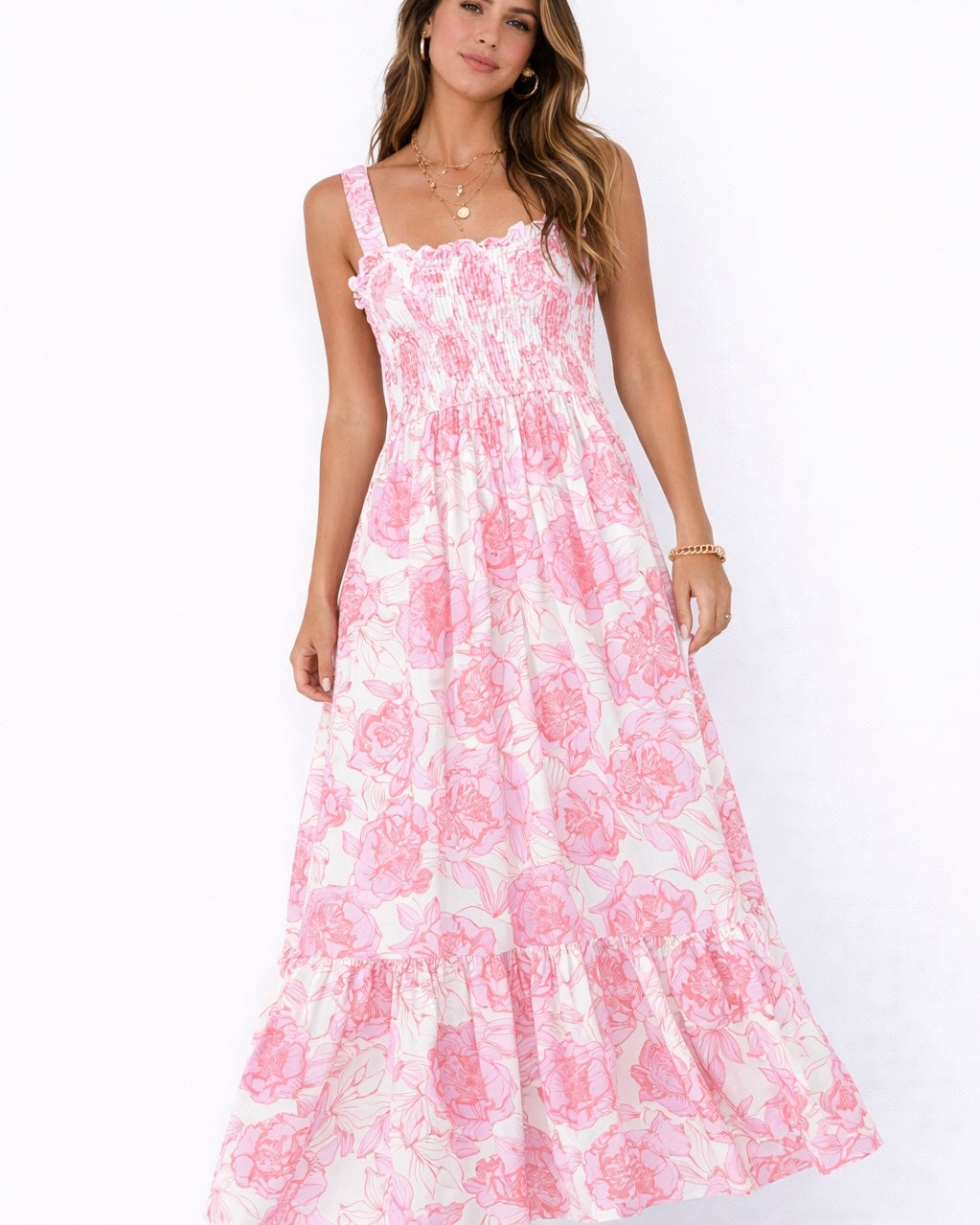 Diana Smocked Floral Midi Dress