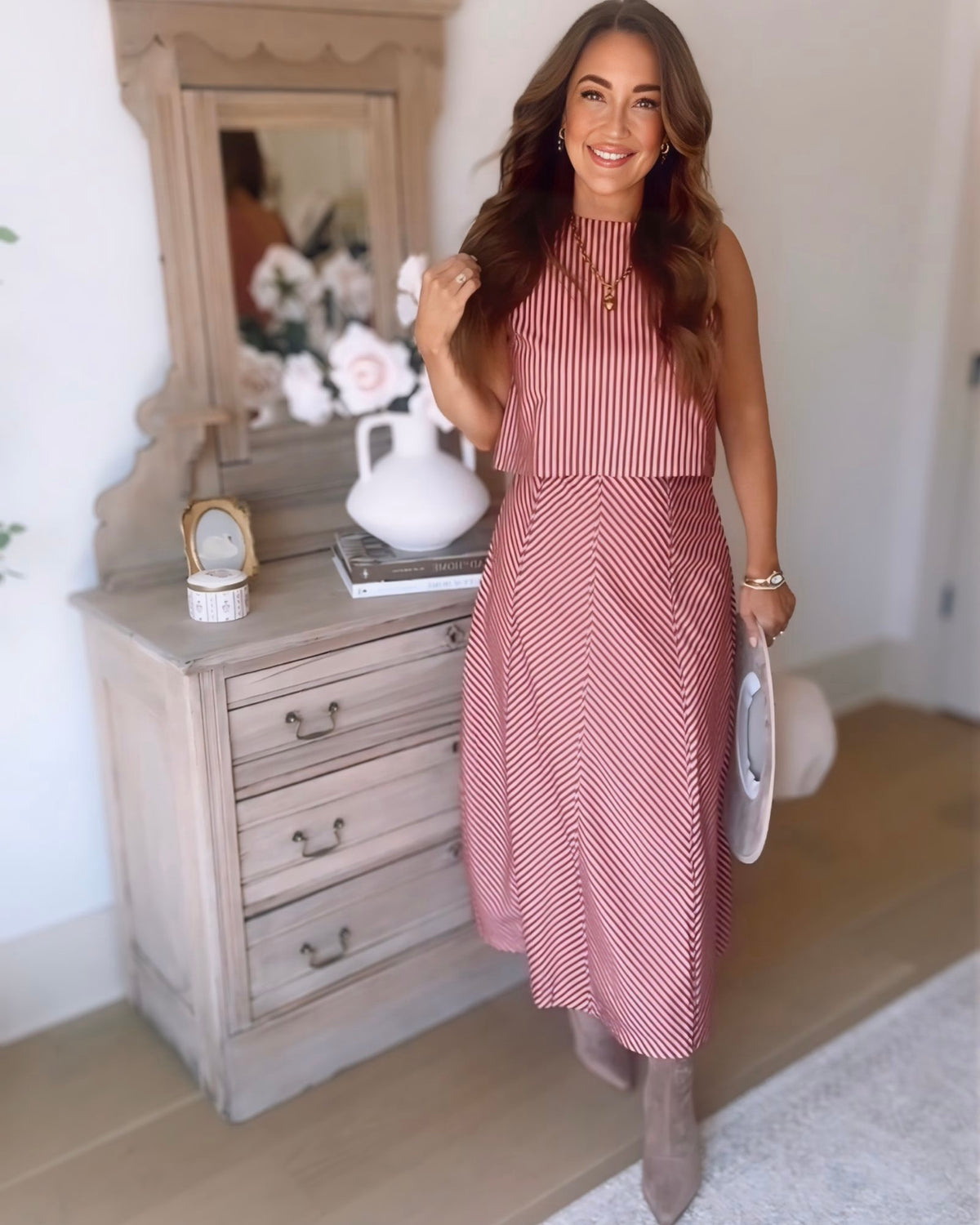 Bri Striped A Line Skirt Set