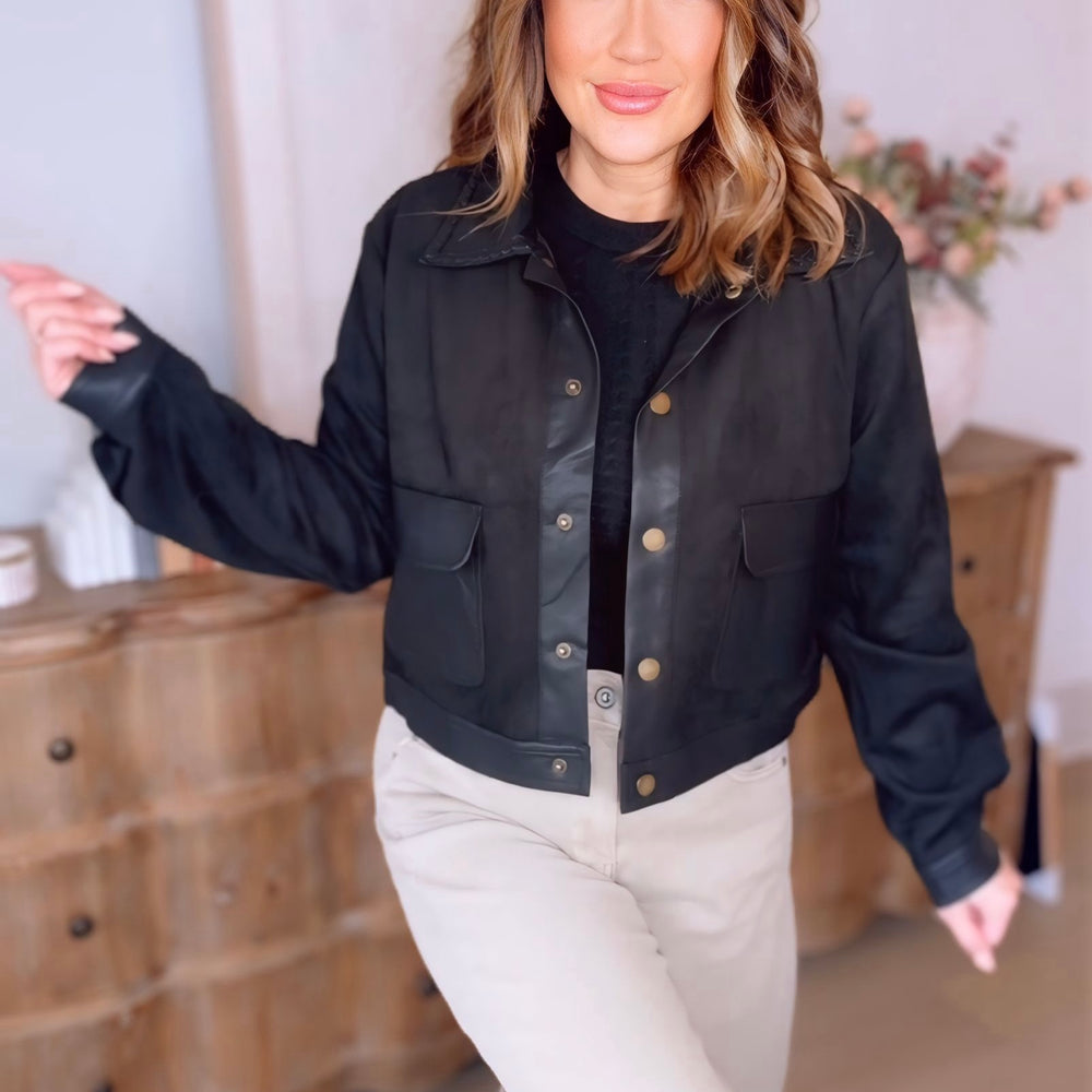 Kate Suede Button Front Jacket