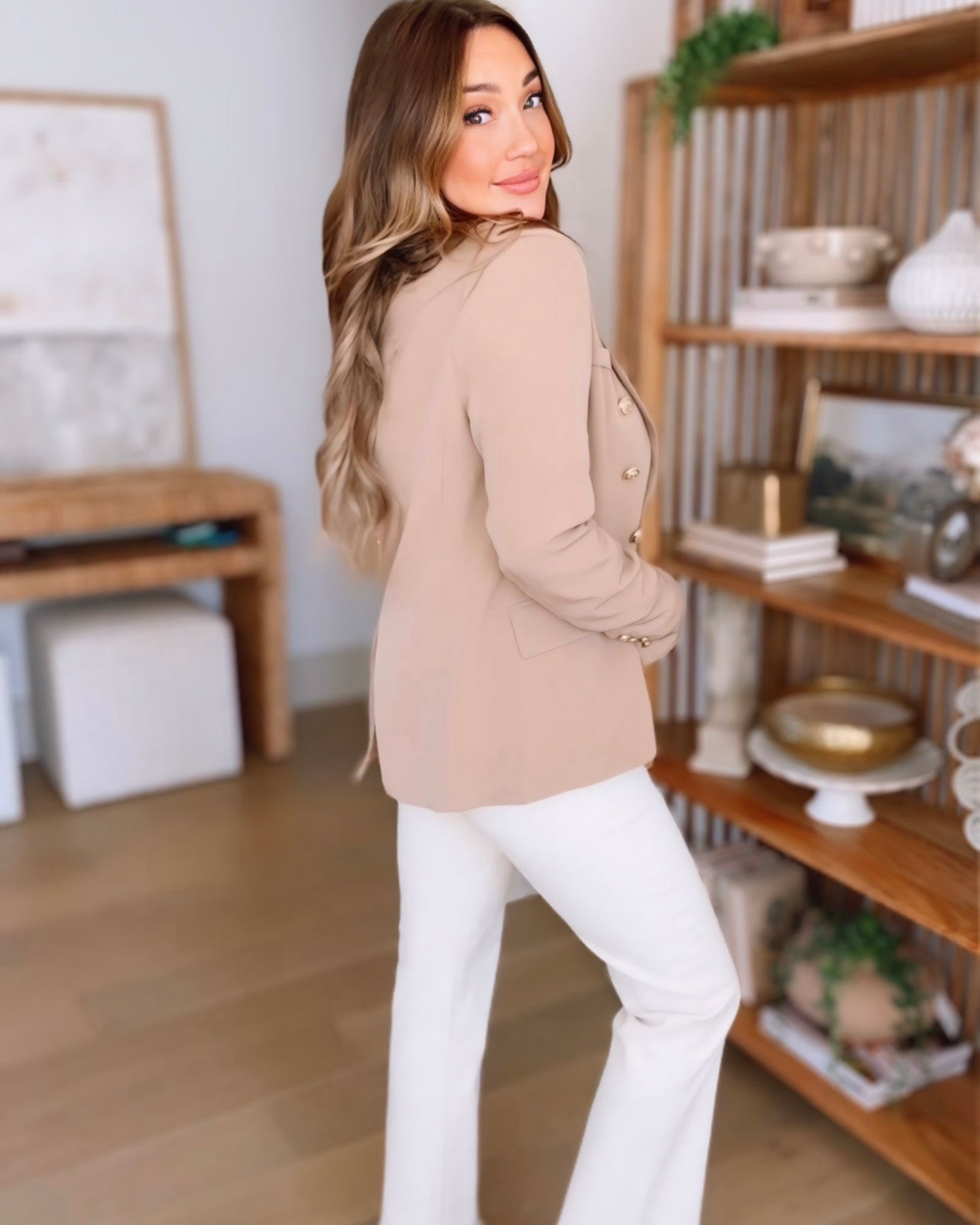Camila Double Breasted Blazer- Brown