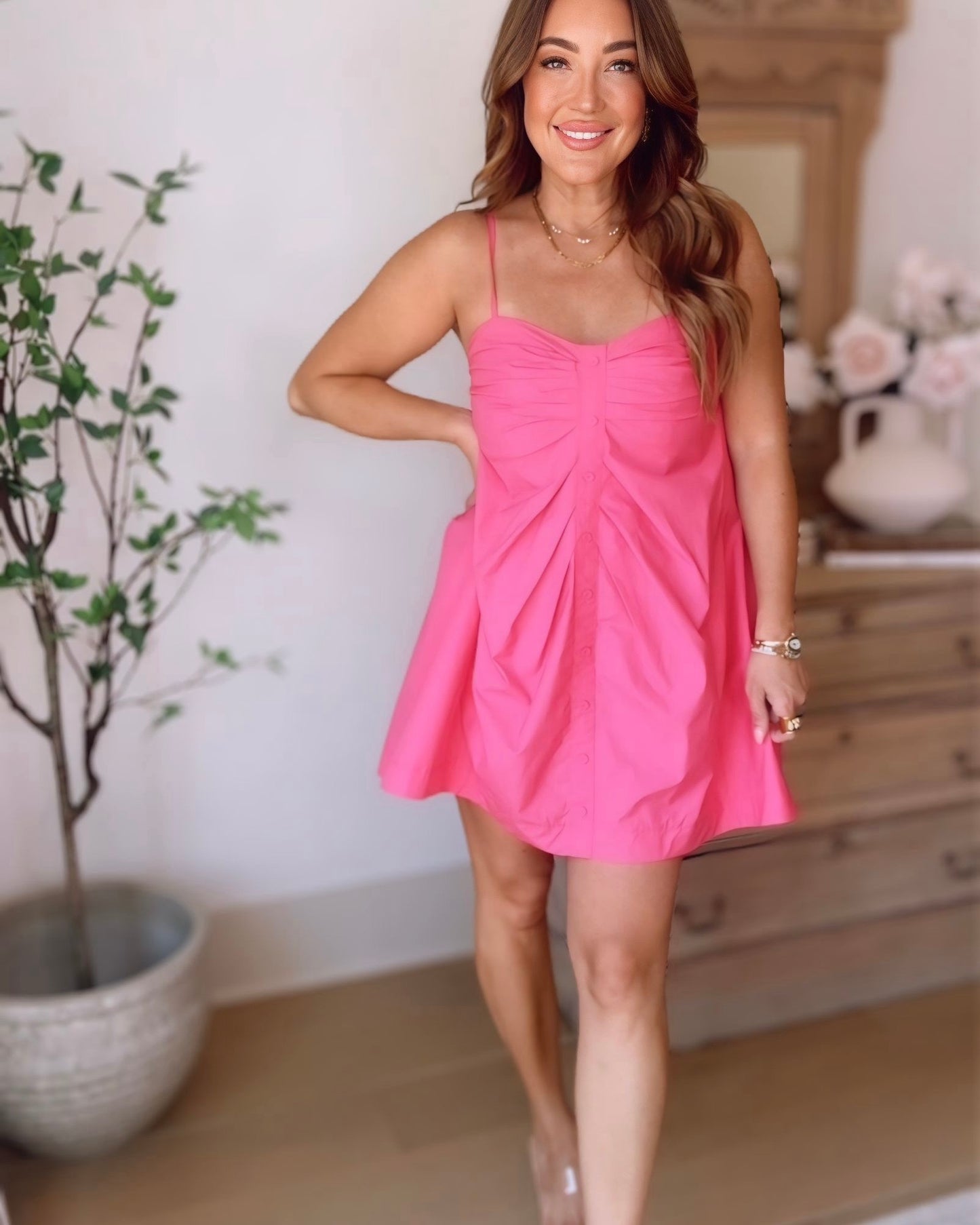Blake Ruched Detail Button Down Mini Dress