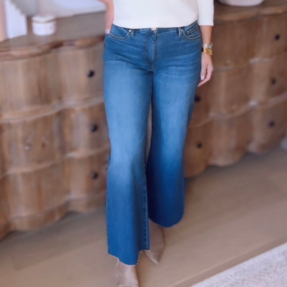 KUT- Meg High Rise Wide Leg-Med Wash